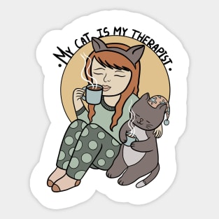 My Cat Is My Therapist Sticker